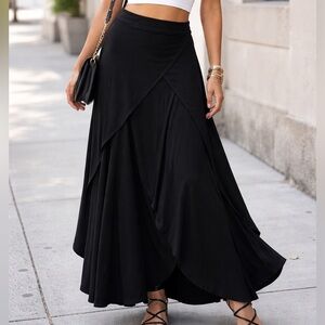 DKNY Black Women's A-Line Asymmetrical Maxi Skirt with Slit